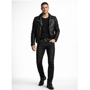 John Varvatos Tapered Fit Jeans Dark Grey Black Denim Mens 30 Skull Rivet